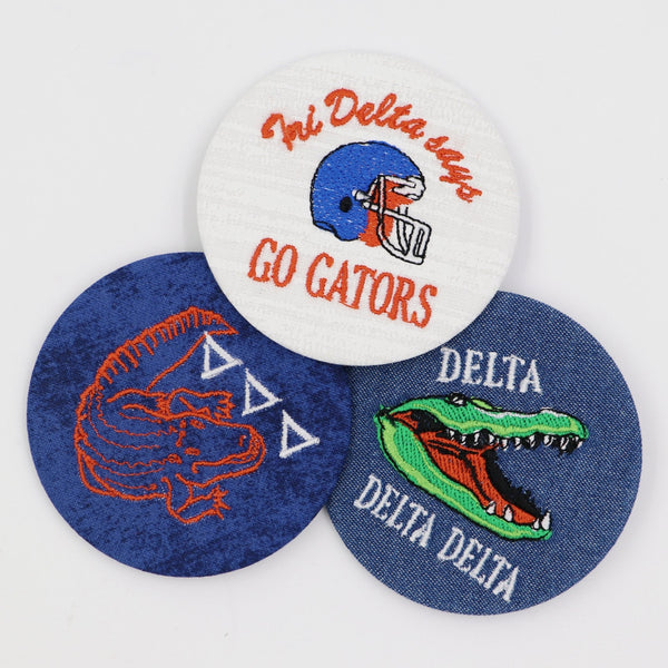 Delta Delta Delta Gator Mascot Game Day Embroidered Button