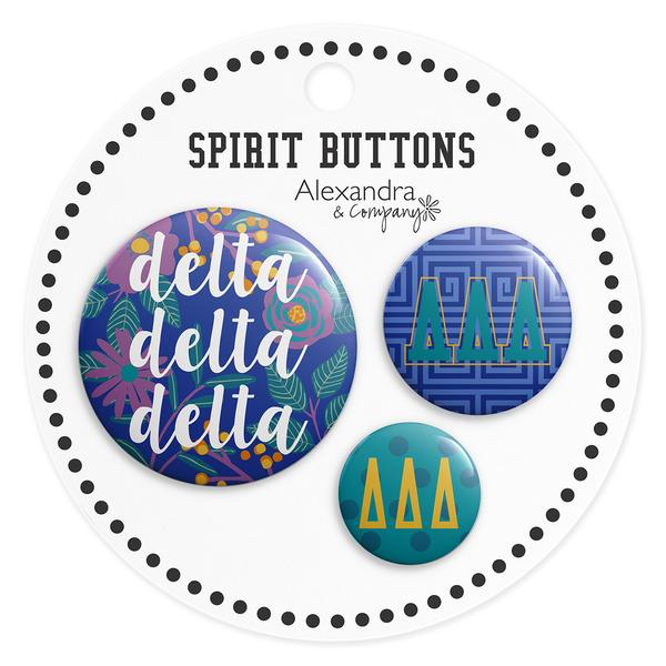 Delta Delta Delta Spirit Printed Buttons