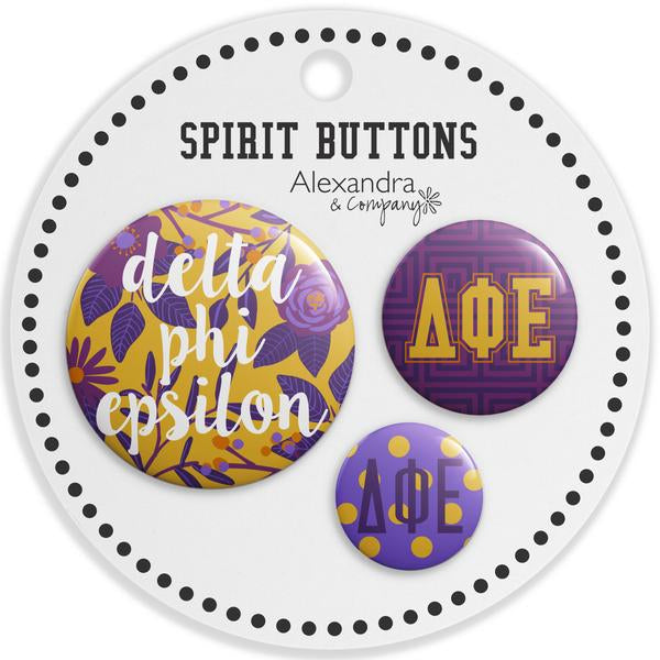 Delta Phi Epsilon Spirit Printed Buttons