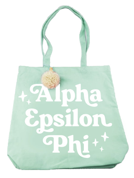 Alpha Epsilon Phi Pom Pom Tote Bag