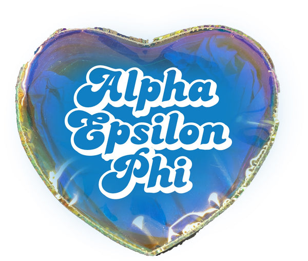 Alpha Epsilon Phi Holographic Heart Shaped Makeup Bag