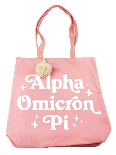 Alpha Omicron Pi Pom Pom Tote Bag