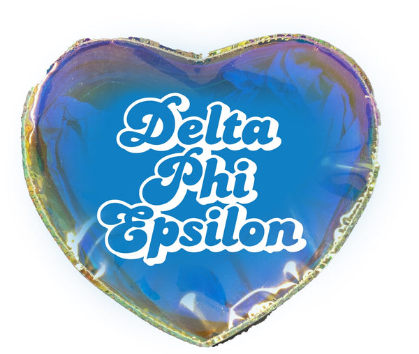 Delta Phi Epsilon Holographic Heart Shaped Makeup Bag