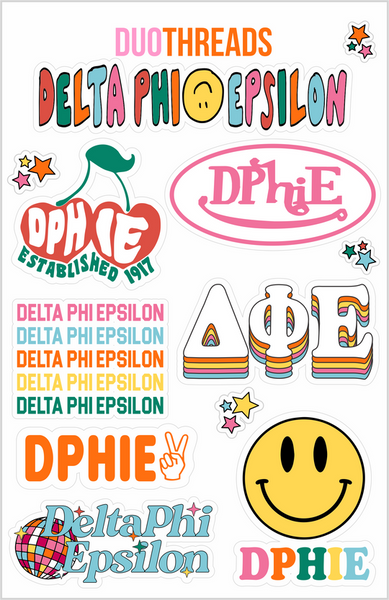 Delta Phi Epsilon Rainbow Sticker Sheet