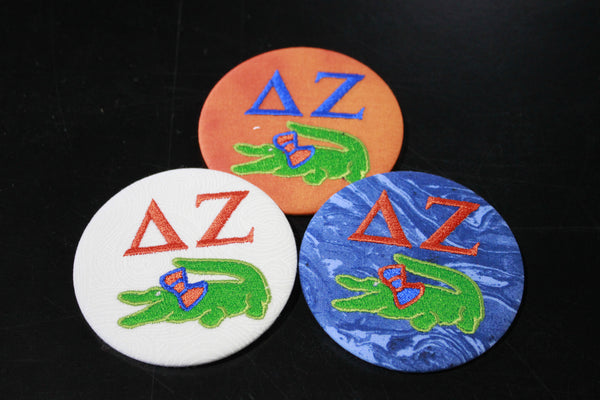 Delta Zeta Gator with Bow Game Day Embroidered Button