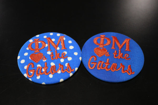 Phi Mu "Hearts the Gators" Game Day Embroidered Button
