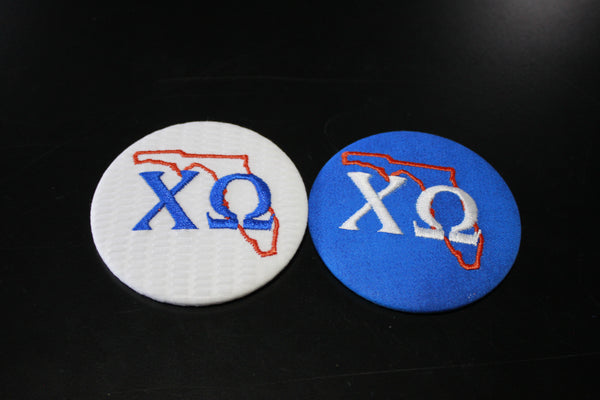 Chi Omega Florida Outline Game Day Embroidered Button