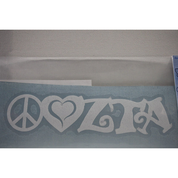 Zeta Tau Alpha Peace Love Decal - Discontinued