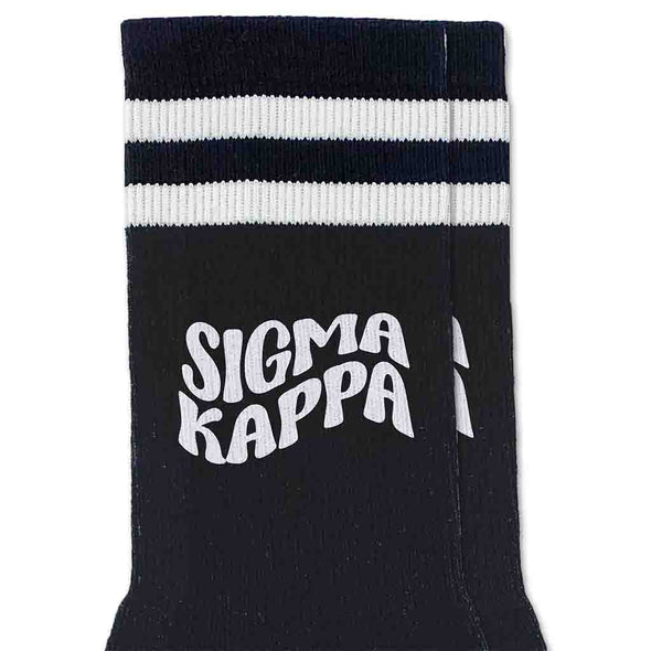 Sigma Kappa Black Retro Crew Socks