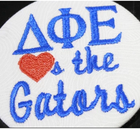 Delta Phi Epsilon "Hearts the Gators" Game Day Embroidered Button