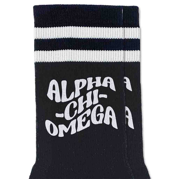 Alpha Chi Omega Black Retro Crew Socks