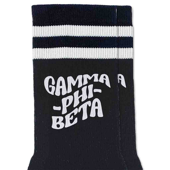 Gamma Phi Beta Black Retro Crew Socks