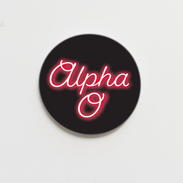 Alpha Omicron Pi Neon Greek Button - 2.25 inch