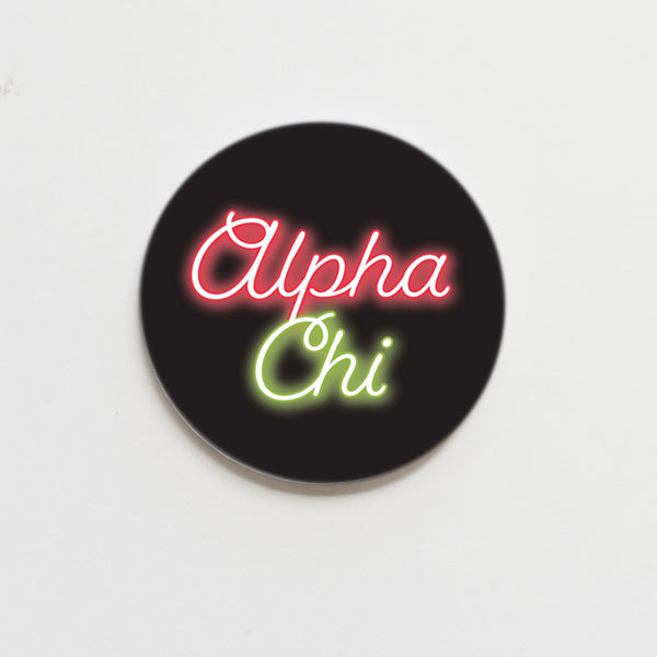 Alpha Chi Omega Neon Greek Button - 2.25 inch