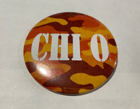 Chi Omega Orange Camo Printed Button