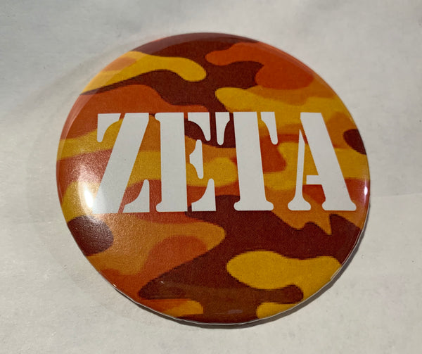 Zeta Tau Alpha Orange Camo Printed Button