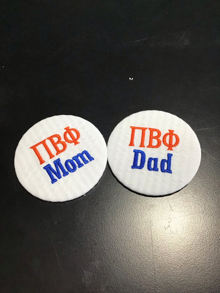 Pi Beta Phi Mom/Dad Embroidered Button