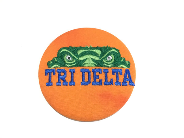 Delta Delta Delta Gator Eyes Embroidered Button