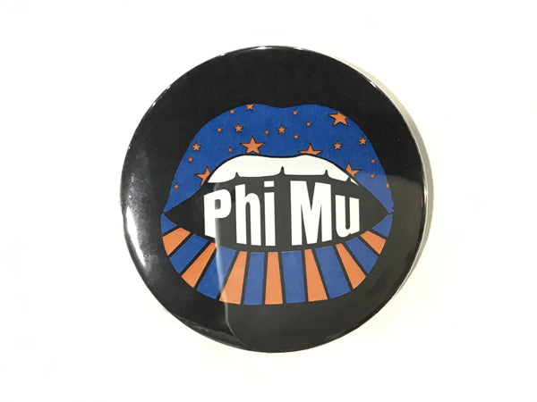 Phi Mu Lip Printed Button
