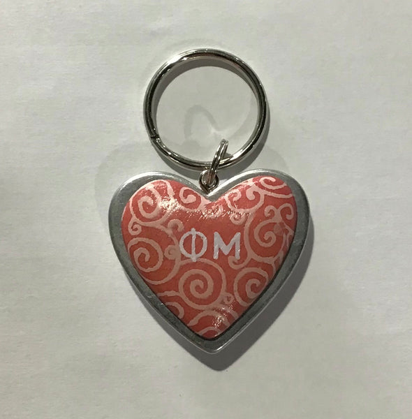 Phi Mu Heart Keychain