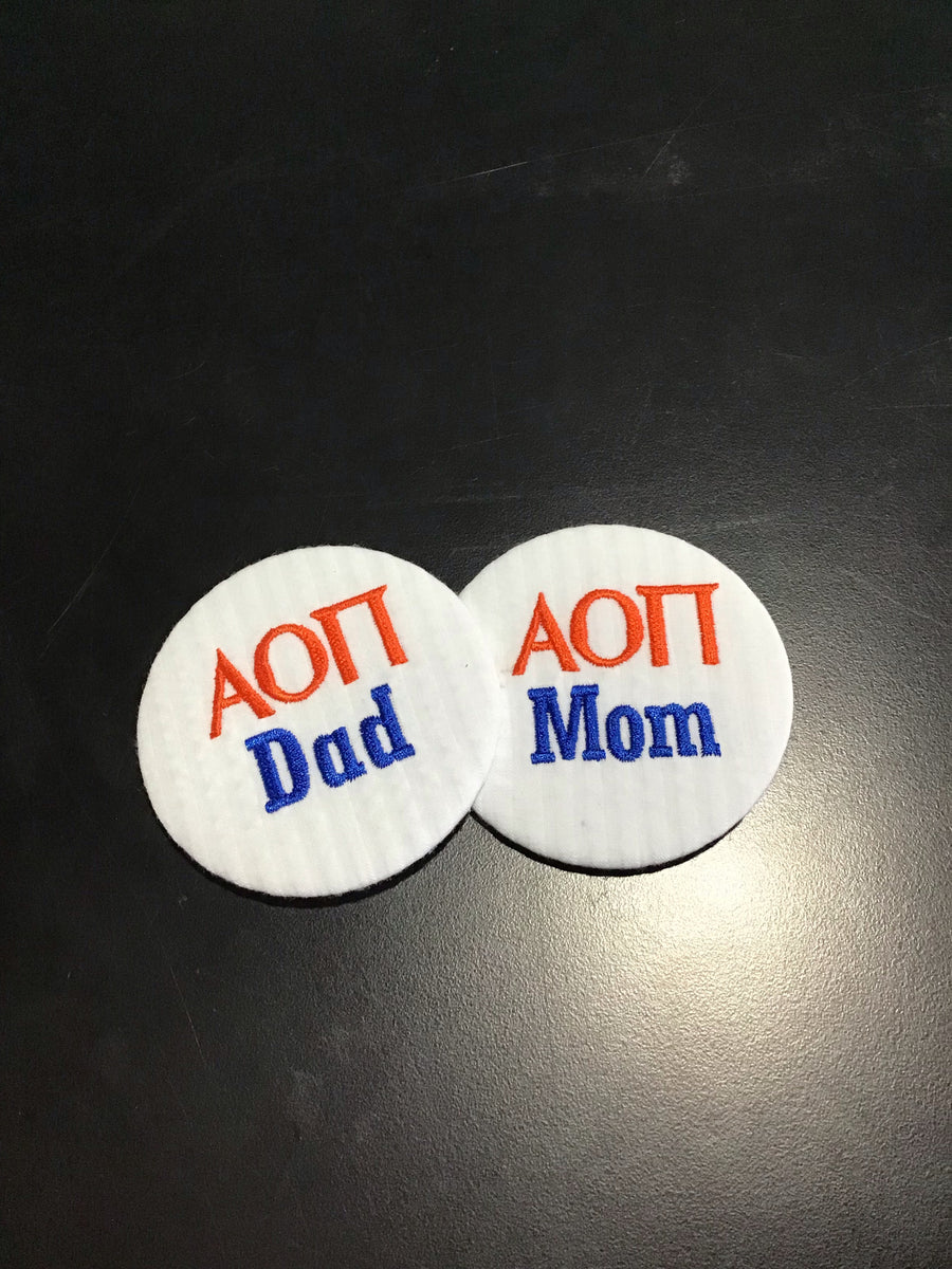 Alpha Omicron Pi Mom/Dad Embroidered Button – Greek Divine and More