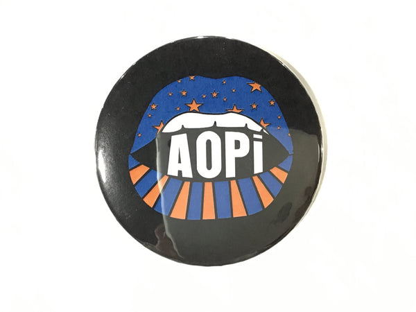 Alpha Omicron Pi Lip Printed Button