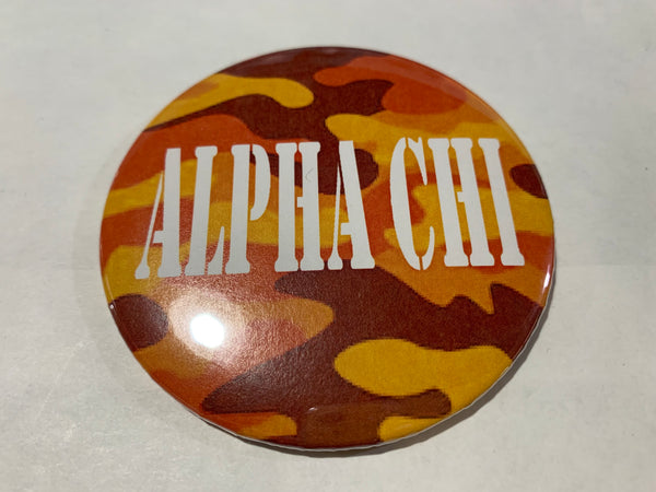 Alpha Chi Omega Orange Camo Printed Button