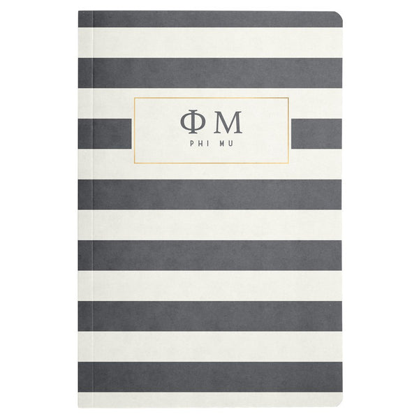 Phi Mu Striped Notebook