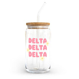 Delta Delta Delta Glass Cup with Yellow Flowers