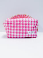 Phi Mu Gingham Quilted Makeup Bag