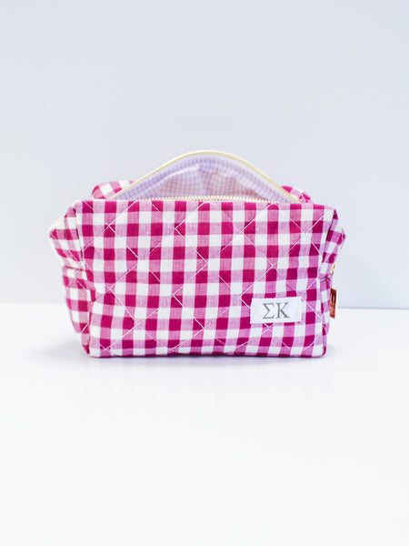 Sigma Kappa Gingham Quilted Makeup Bag