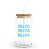 Delta Delta Delta Glass Cup with Yellow Flowers