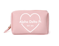 Alpha Delta Pi Pink & White Heart Makeup Bag