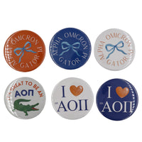 Alpha Omicrom Pi 2025 Printed Buttons