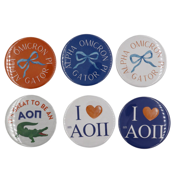 Alpha Omicrom Pi 2025 Printed Buttons