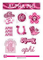 Alpha Phi Western Disco Sticker Sheet