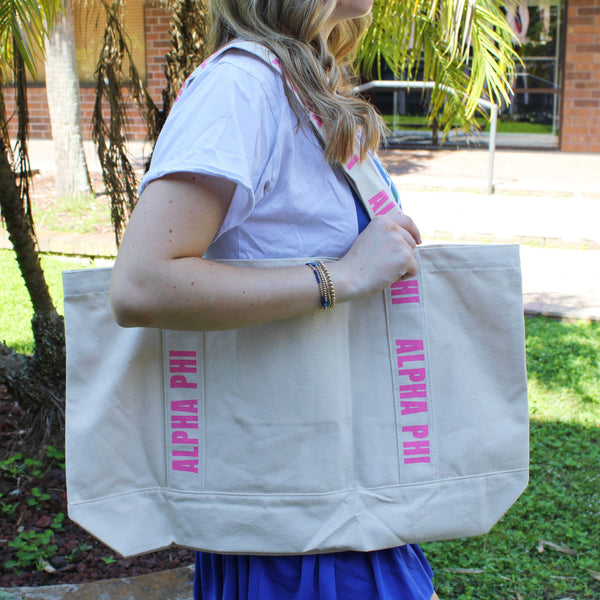 Alpha Phi Large Canvas Tote Bag