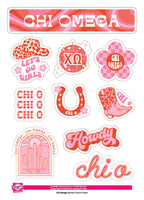 Chi Omega Western Disco Sticker Sheet