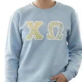 Chi Omega Patchwork Gilden Crewneck