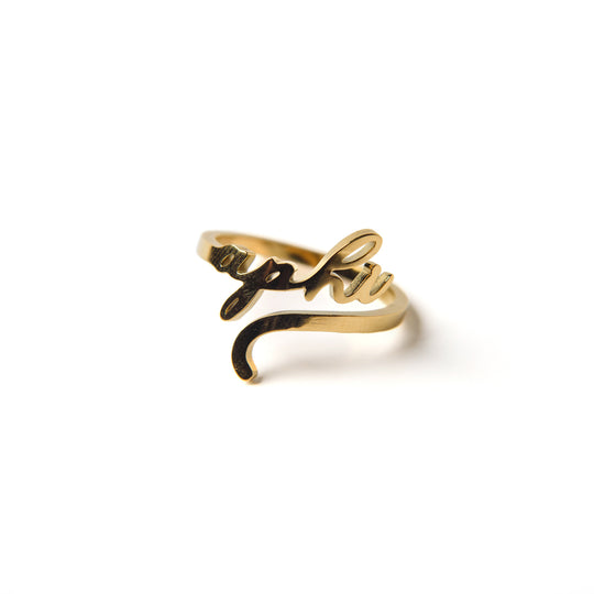 Alpha Phi Romantic Script Adjustable Ring