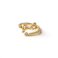 Alpha Omicron Pi Romantic Script Adjustable Ring