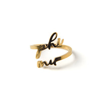 Phi Mu Romantic Script Adjustable Ring