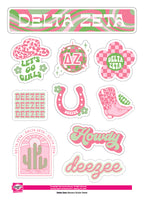 Delta Zeta Western Disco Sticker Sheet