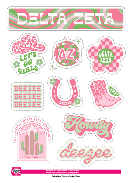 Delta Zeta Western Disco Sticker Sheet