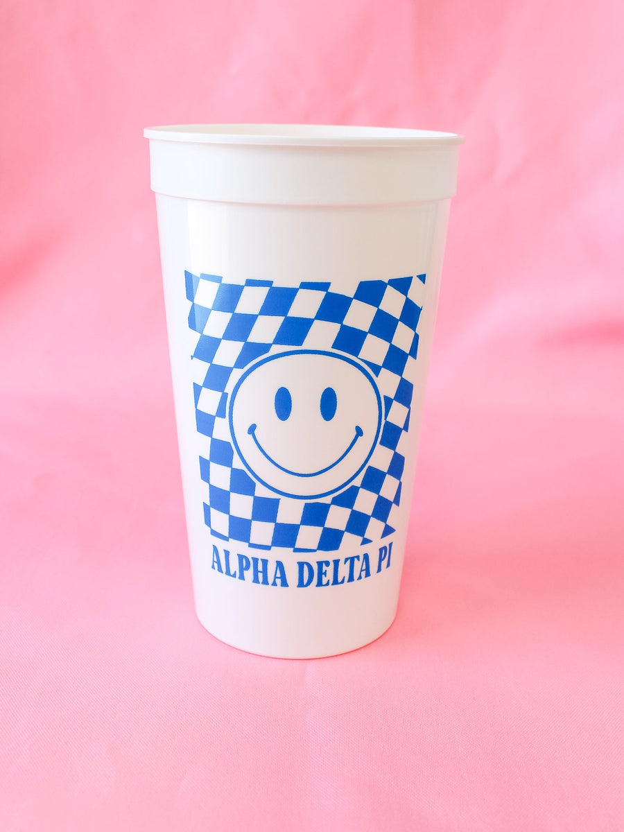 Alpha Delta Pi Smiley Face Stadium Cup – Greek Divine and More