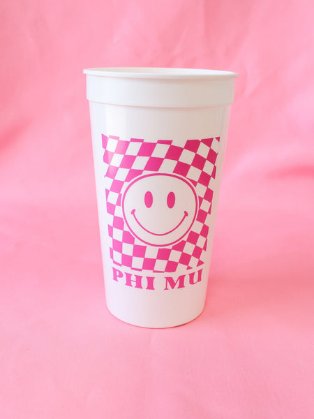 Phi Mu Smiley Face Stadium Cup