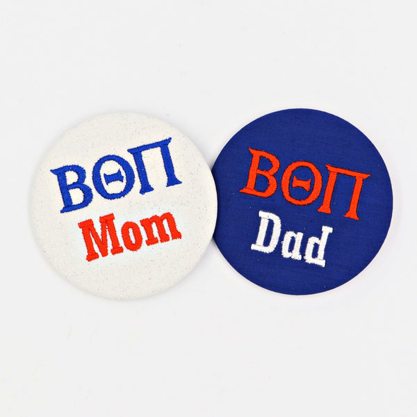 Beta Theta Pi Mom/Dad Embroidered Button
