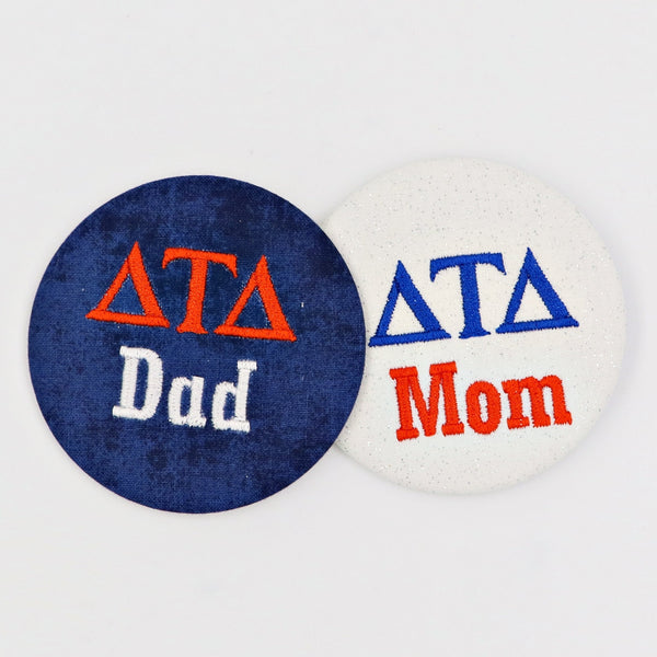 Delta Tau Delta Mom/Dad Embroidered Button