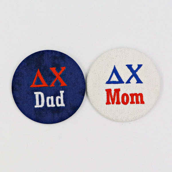 Delta Chi Mom/Dad Embroidered Button