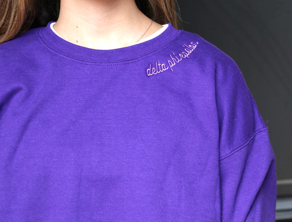Delta Phi Epsilon Side Script Crewneck